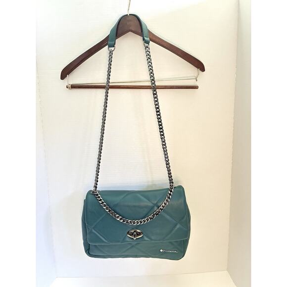 Persaman New York Quilted Teal Green Leather Satchel Bag Purse - Picture 1 of 9